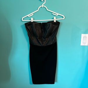 #29 Alice + Olivia Leather Bustier Top Strapless Fitted Mini Dress